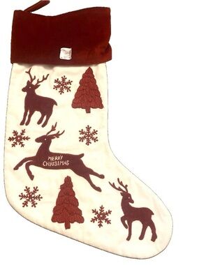 Pottery Barn Sarita Handa Holiday Merry Christmas Stocking Velvet 19 in.